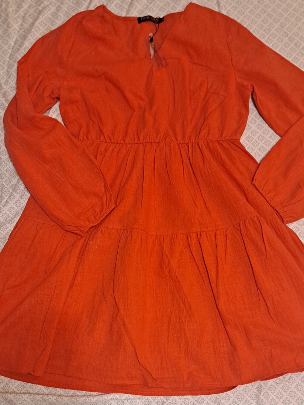 Fancyinn NWT Orange Long Sleeve Dress Sz S